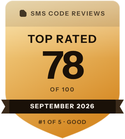 5SIM: rank 1 of 5, 78 of 100 on SMS Code Reviews