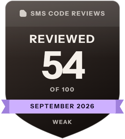 Textverified: rank 4 of 5, 54 of 100 on SMS Code Reviews